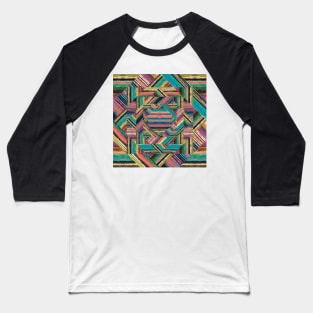 Striped Aztec Patchwork | Digital Pattern Baseball T-Shirt